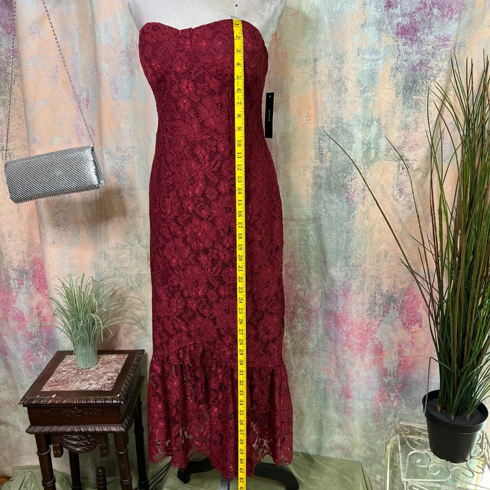 NWT πLulus Stay Stunning "Wow the Crowd" Burgundy Lace Strapless Dress! - Picture 5 of 16